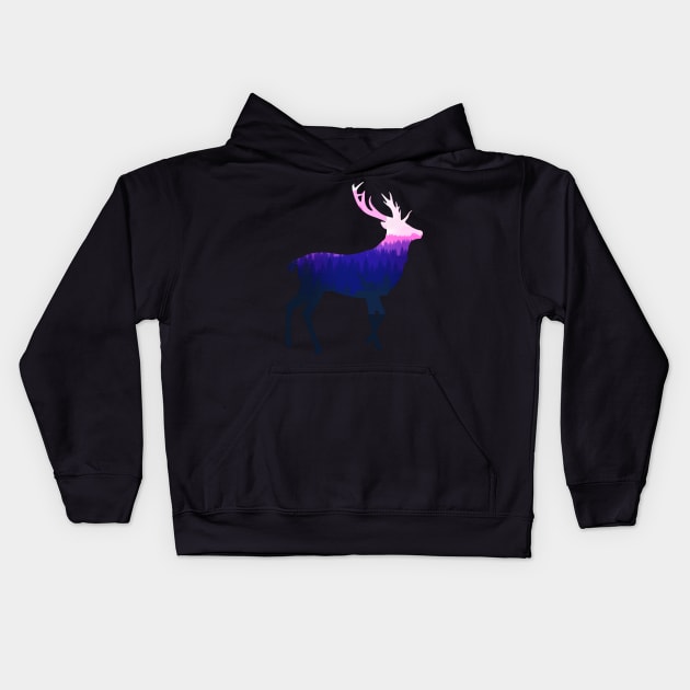 Stag Deer Buck King of the Forest - Blue Kids Hoodie by ballhard